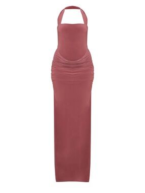 PrettyLittleThing Mauve Halter Backless Maxi Dress